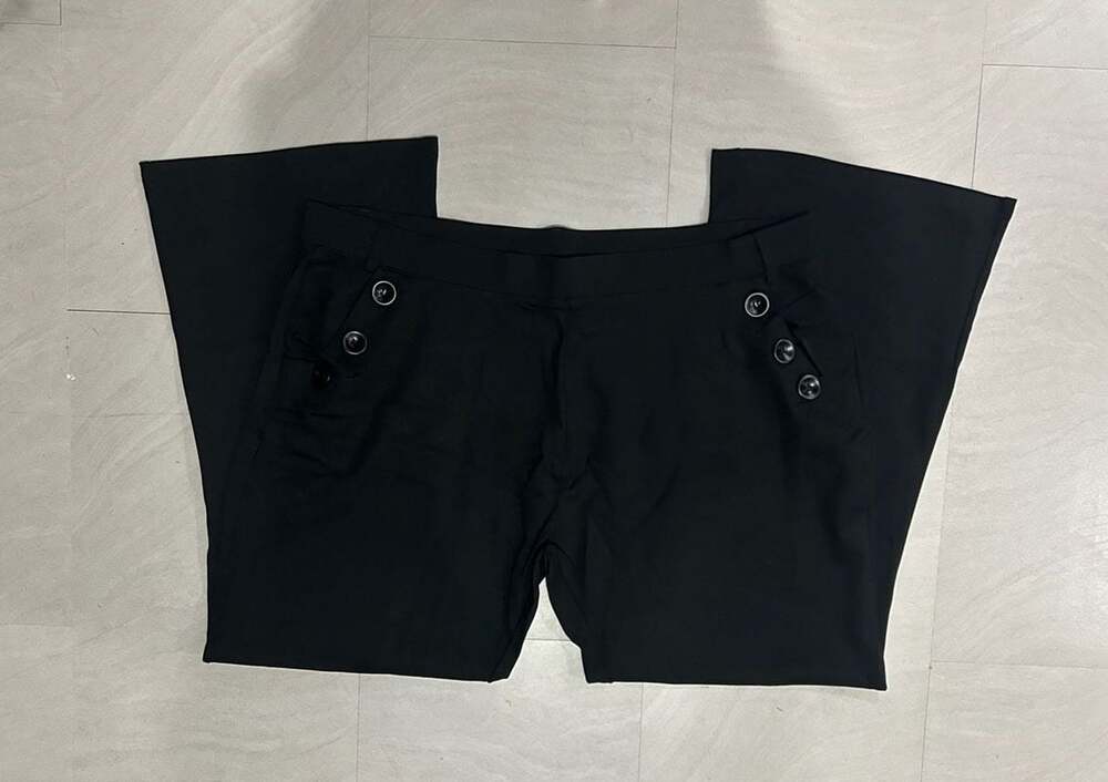DGD Plus 3XL Black Side Button Wide Leg Trousers